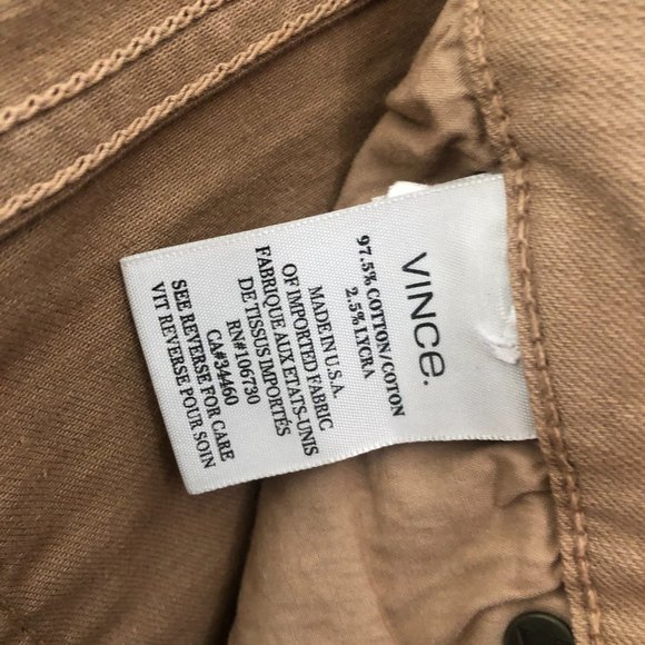 Vince Luce Denim Jean Shorts 34 Mid Waist Two Button Closure Desert Tan Khaki - Picture 5 of 10